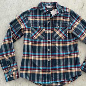NWT STIO Women’s Willow Midweight Plaid 100% Organic Cotton Flannel Shirt Sz S
